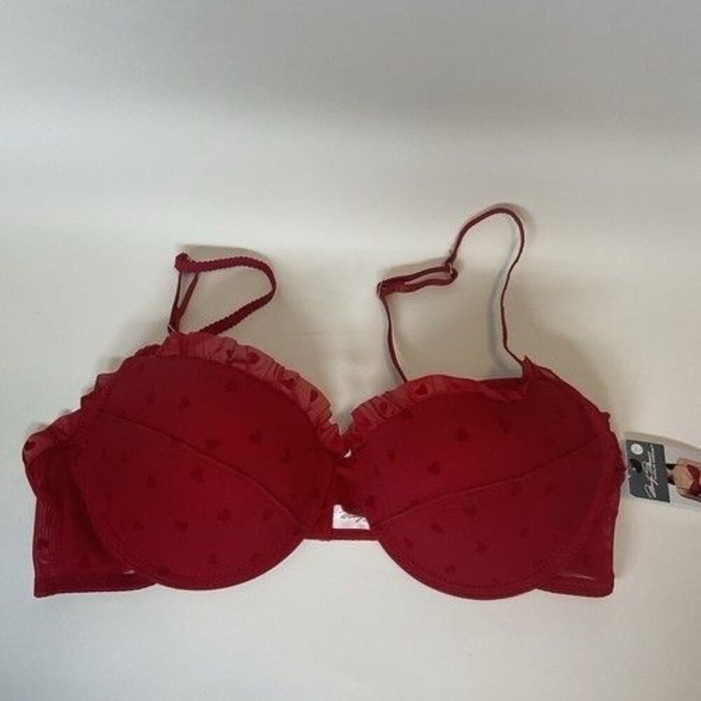 NWT Marilyn Monroe Ruffle Pushup Underwire Sexy Heart Bra Women Size 36C Red